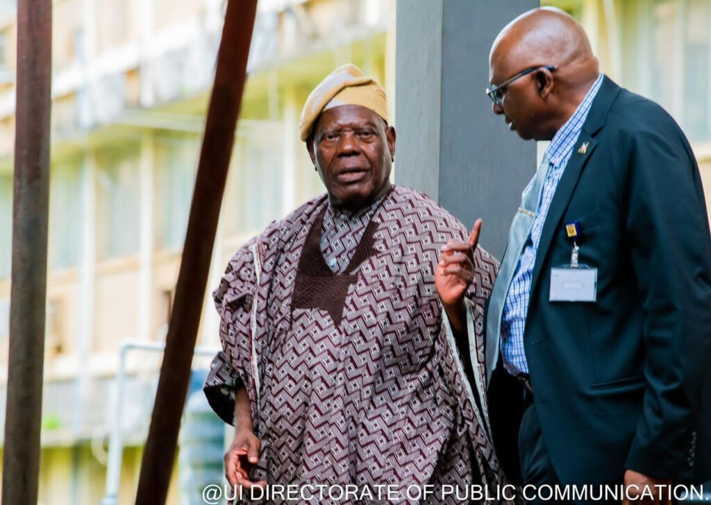 Chief Akande, left, with Professor Kayode Adebowale, UI Vice Chancellor