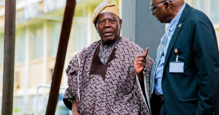 Chief Akande, left, with Professor Kayode Adebowale, UI Vice Chancellor