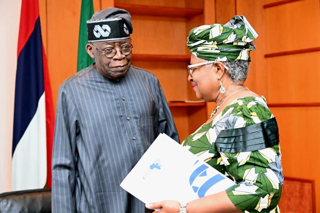 President Tinubu receiving WTO DG, Dr. Ngozi Okonjo-Iweala